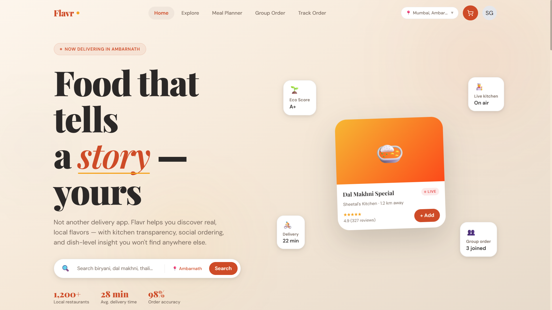Flavr – Food Delivery Website