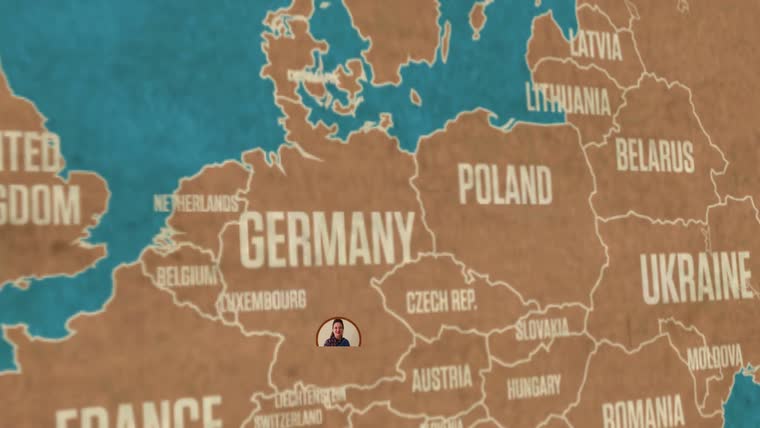 Map zoom with a member photo pinned to their country